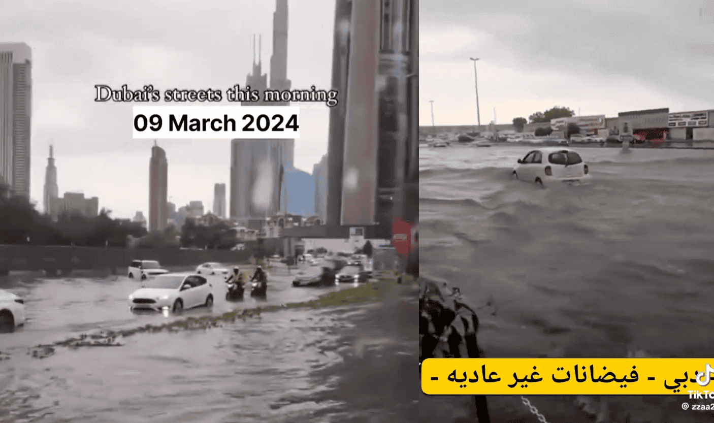 بعد اعتقالها عراقياً كشف فضائحها.. سلطات محمد بن زايد عاجزة أمام الفيضانات في دبي