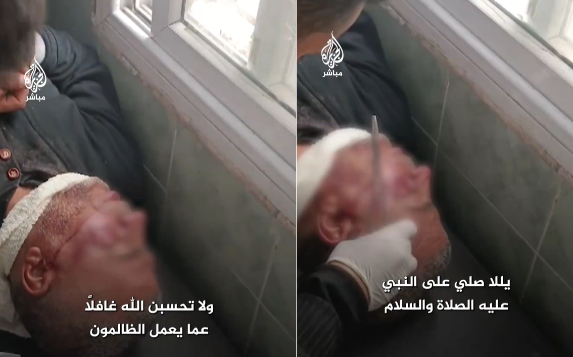توقع استشهاد ابنه على الإفطار.. فيديو مؤثر لمؤذن فلسطيني يقرأ القرآن أثناء علاجه