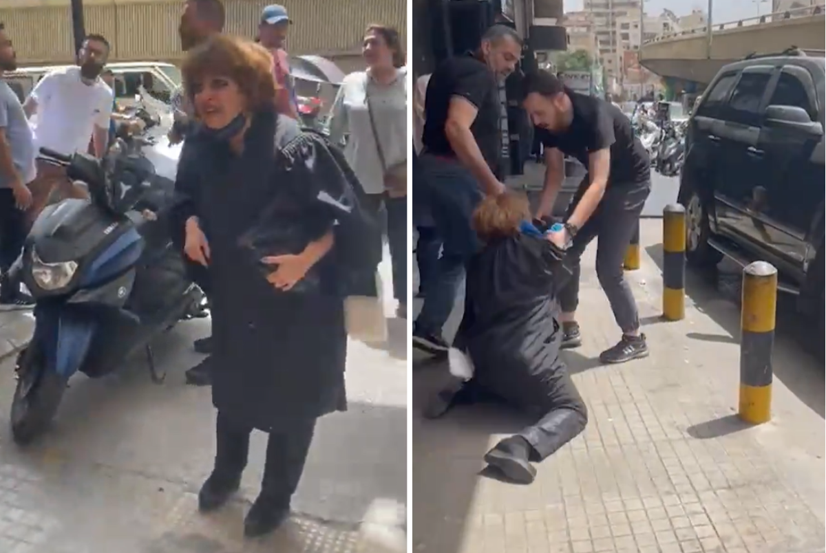 اعتداء عنيف على محامية لبنانية من قِبل زوج موكلتها ووالده أمام الأمن (شاهد)