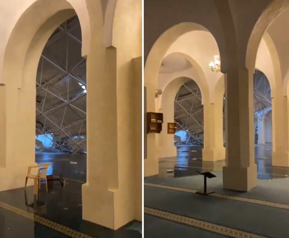 انهيار سقف مسجد جامعة الملك فهد بالسعودية