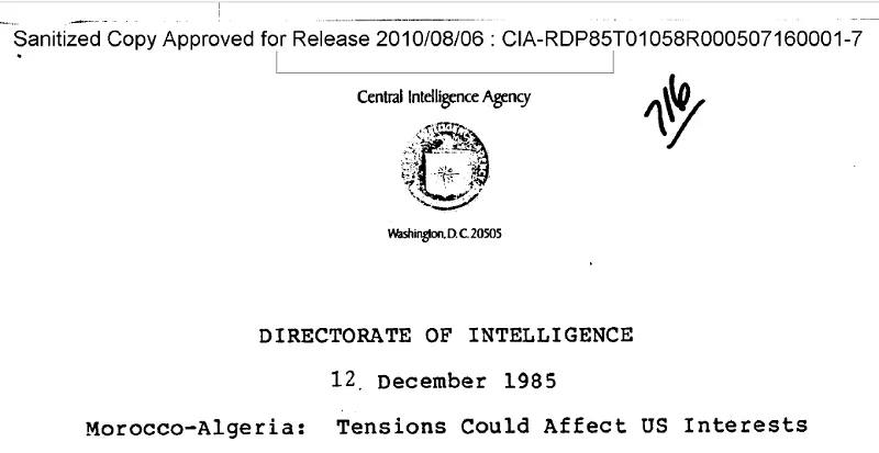 وثيقة سرية لوكالة الاستخبارات المركزية الأميركية: التوترات بين المغرب والجزائر قد تؤثر على المصالح الأميركية