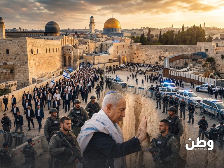 نتنياهو يصلّي عند حائط البراق والاقتحامات تتصاعد.. هل يُفرض واقع جديد في الأقصى؟ نتنياهو يصلّي عند حائط البراق بالتزامن مع اقتحامات المستوطنين لباحات المسجد الأقصى وسط تحذيرات فلسطينية من تغيير الوضع القائم.